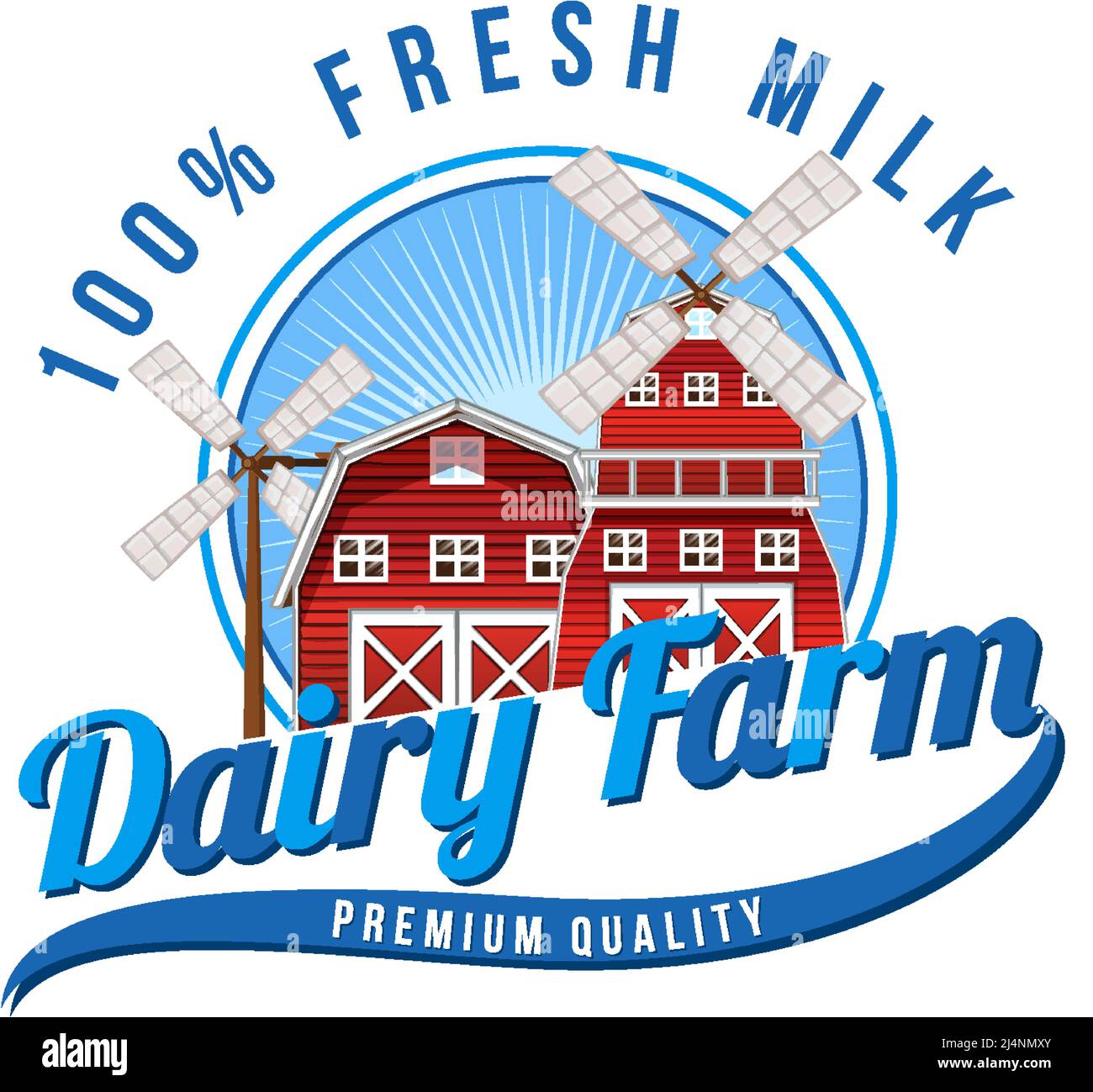 Dairy Farm lettering logo with barn windmill illustration Stock Vector ...