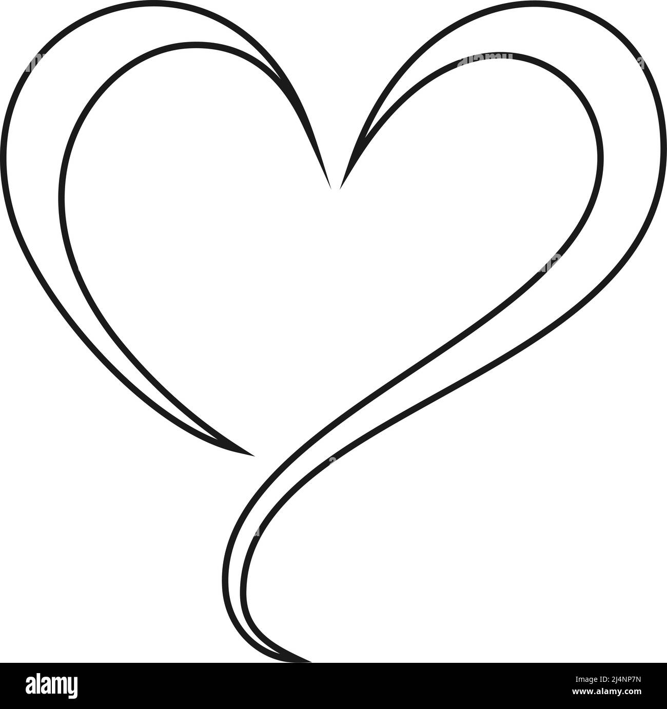 curly heart outline