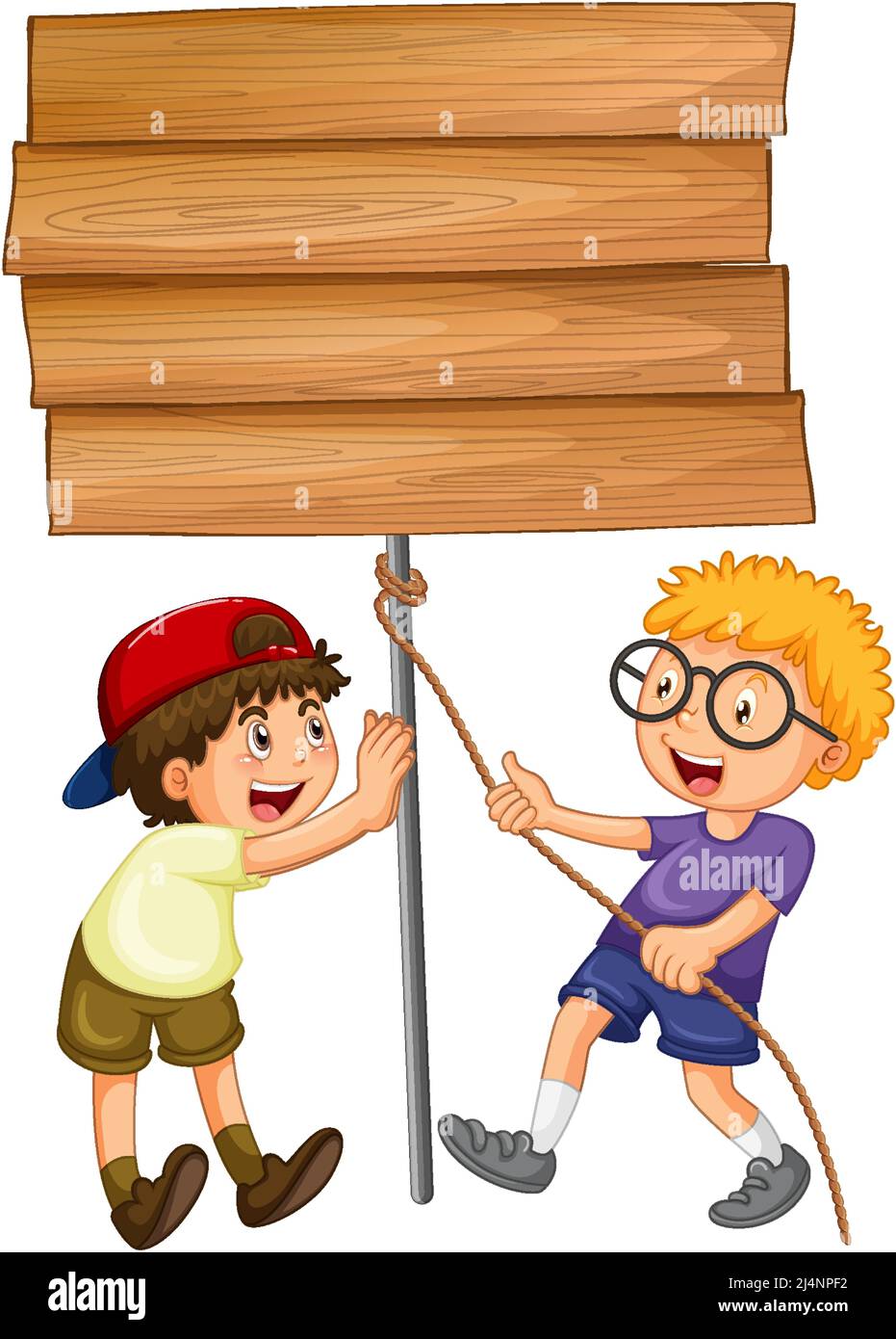 Board template with two happy boys illustration Stock Vector Image ...