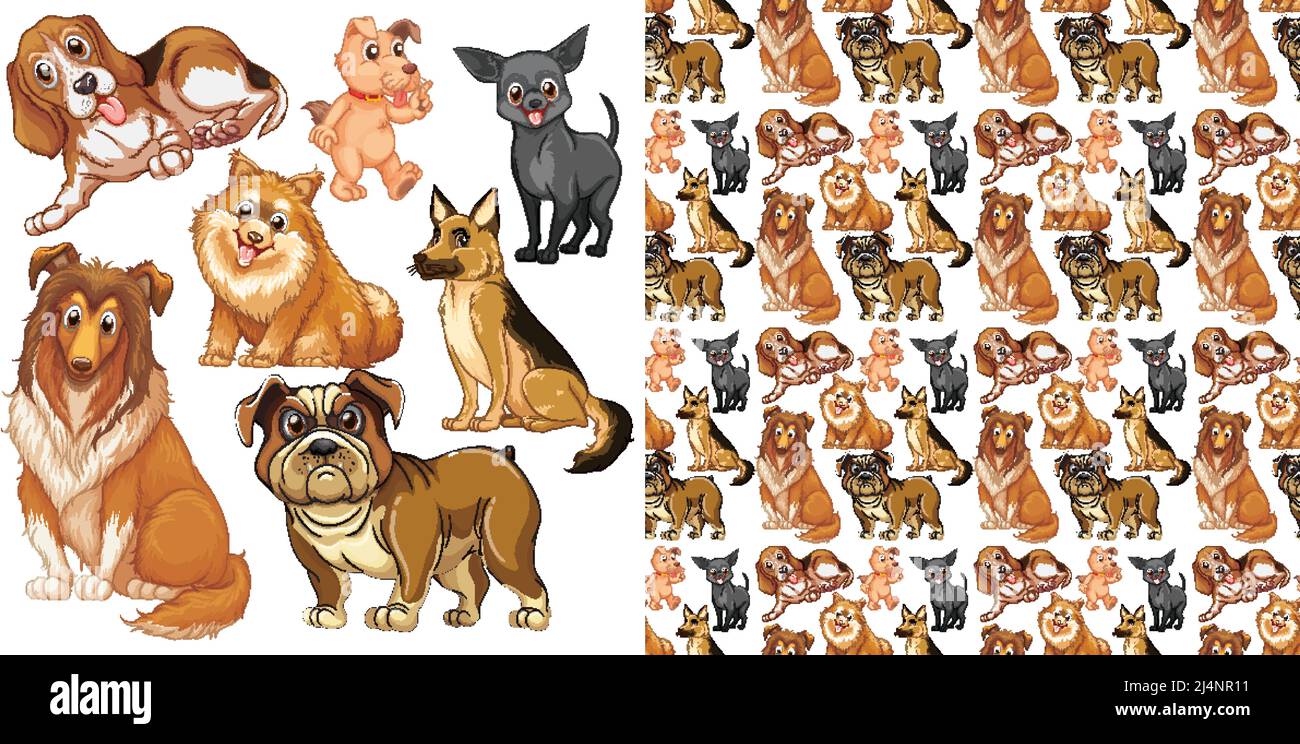 Cute animals cartoon seamless background illustration Stock Vector ...