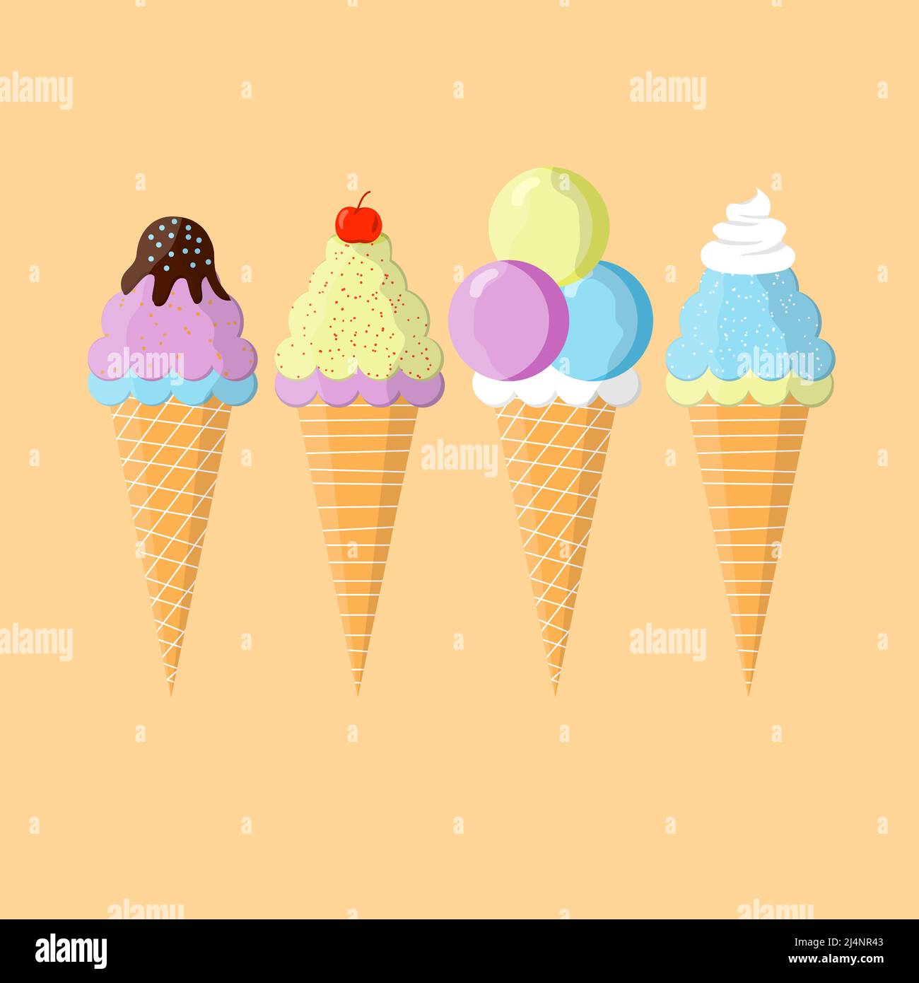 Ice cream set isolated on a white background Flat style vector ...