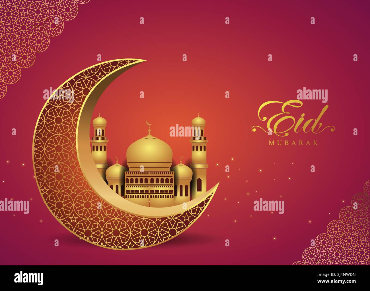 Crescent Islamic with Hanging Lantern for Ramadan Kareem and eid ...