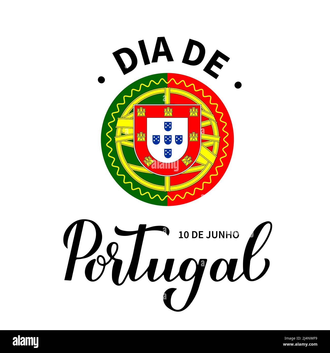 Portugal National Day typography poster in Portuguese. Holiday celebration on June 10. Vector 