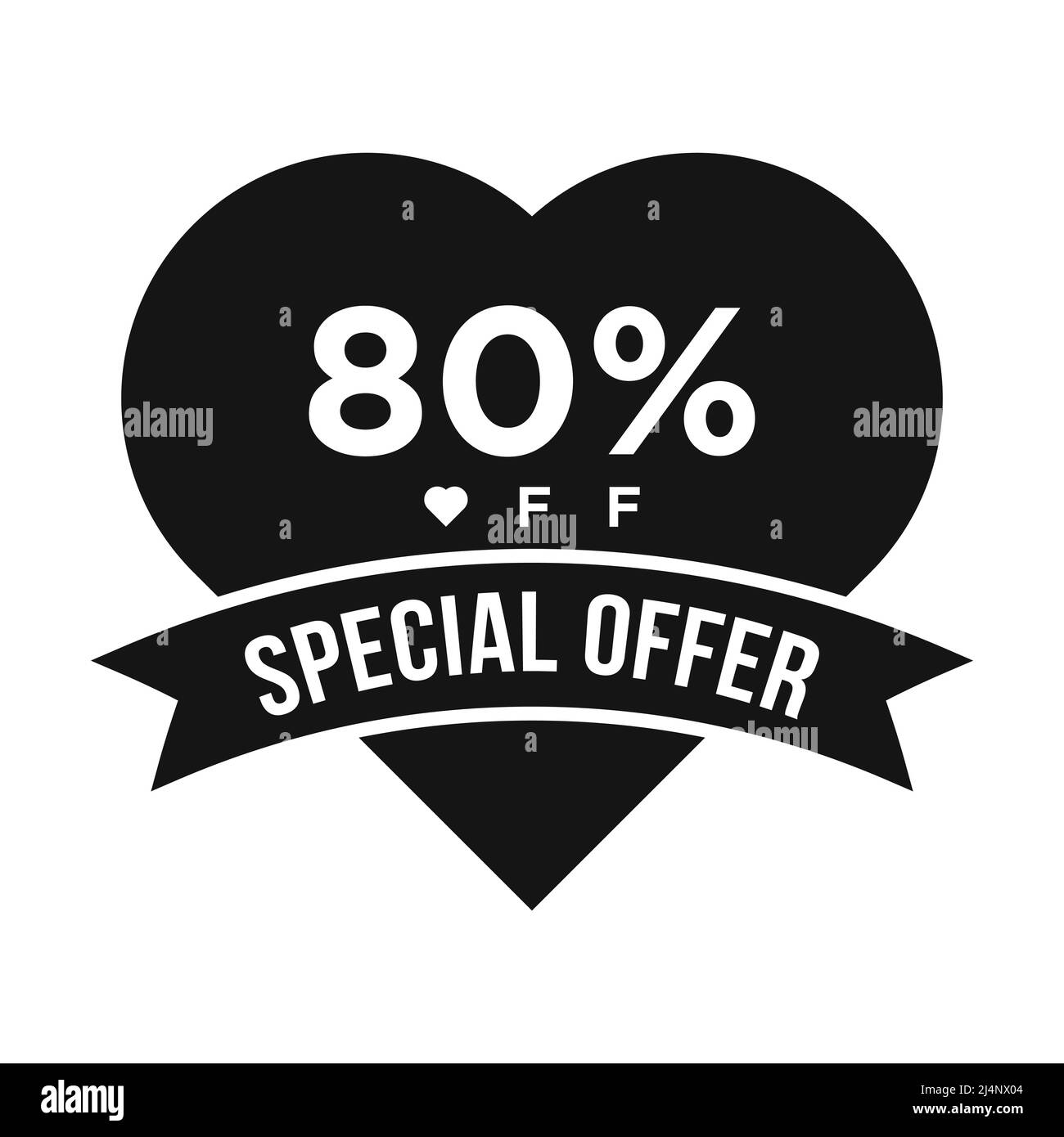 80% OFF Sale Discount Promotion Banner. Special Offer, Event, Valentine Day Sale, Holiday Discount Tag Vector Template Stock Vector