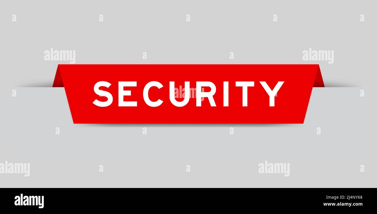 Red color inserted label with word on gray background Stock Vector