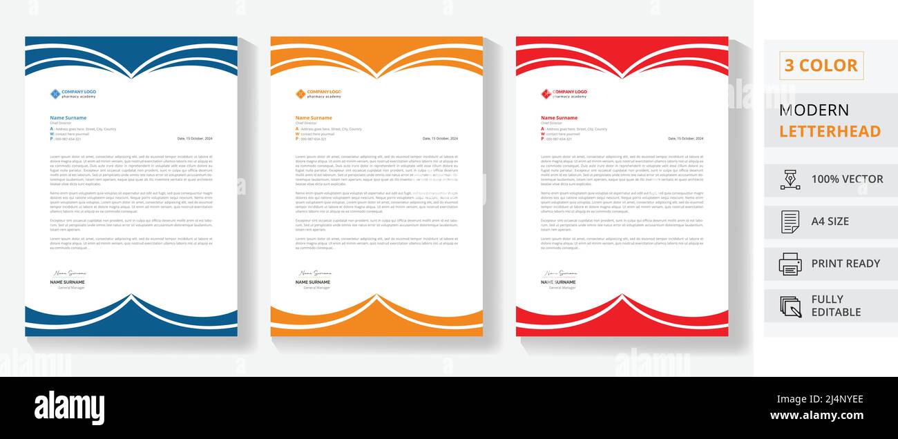 creative a4 size business letterhead design template Stock Vector Image