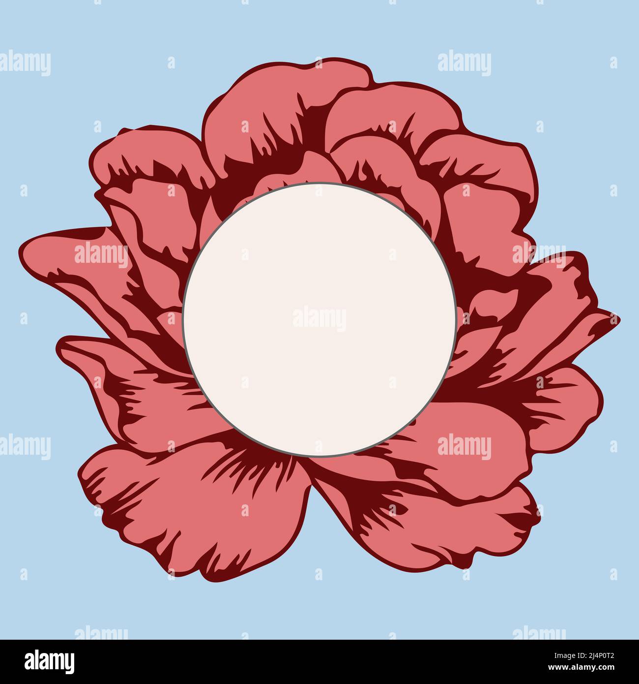 Greeting card with oval frame text box and beautiful blooming garden rose Stock Vector