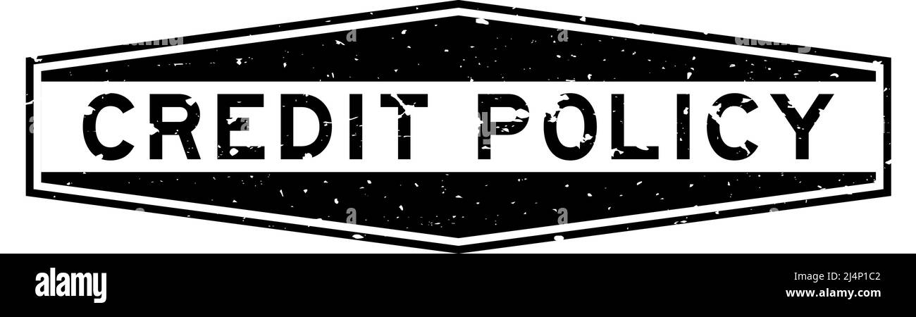 Grunge black credit policy word hexagon rubber seal stamp on white ...