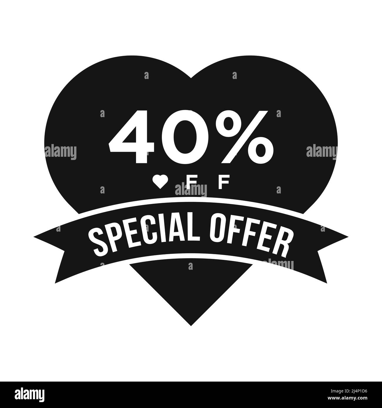 40% OFF Sale Discount Promotion Banner. Special Offer, Event, Valentine Day Sale, Holiday Discount Tag Vector Template Stock Vector