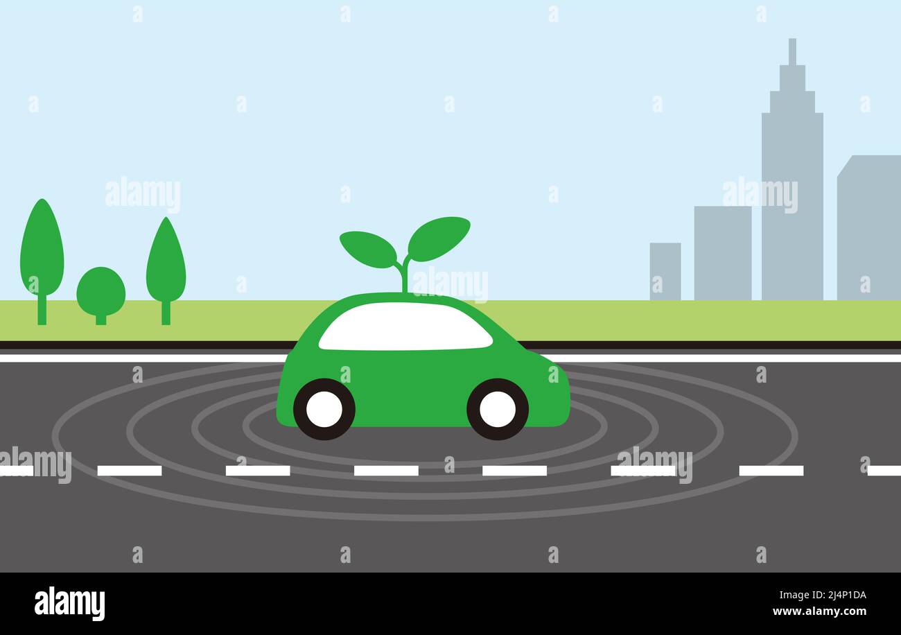 Green electric self-driving car Stock Vector