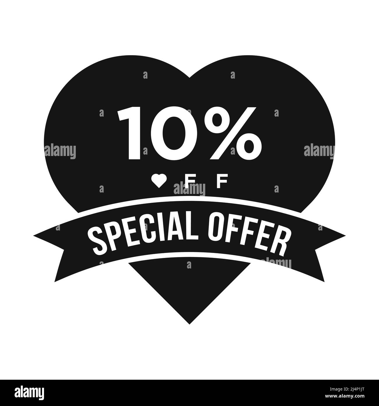 10% OFF Sale Discount Promotion Banner. Special Offer, Event, Valentine Day Sale, Holiday Discount Tag Vector Template Stock Vector