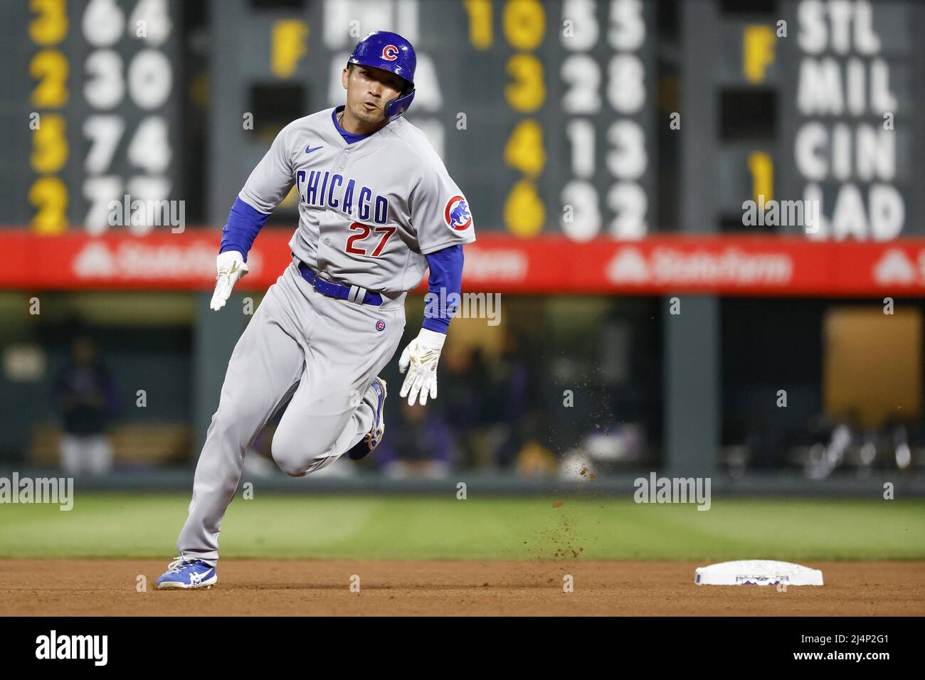 August 3 2021: Chicago Cubs third baseman Patrick Wisdom (16) before the  game with the Chicago Cubs and the Colorado Rockies held at Coors Field in  Denver Co. David Seelig/Cal Sport Medi(Credit