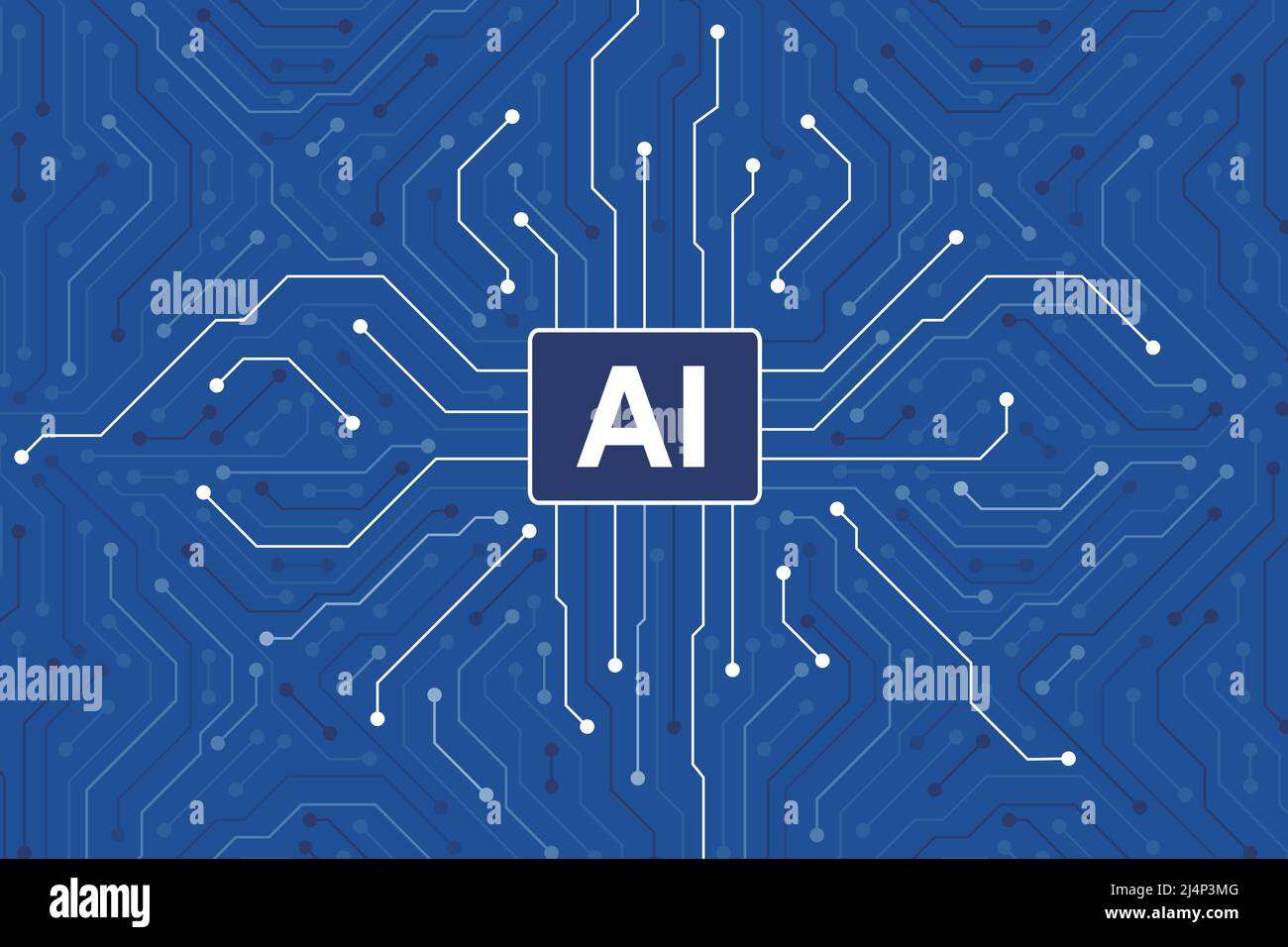 Microchip in the circuit board, Artificial intelligence concept. vector illustration Stock Vector