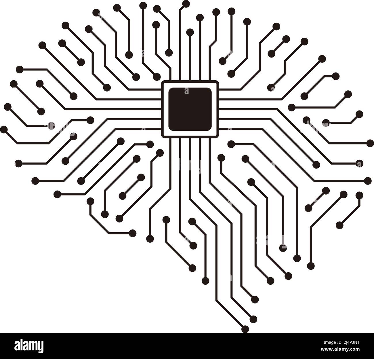 circuit board, chip and brain, Artificial intelligence concept. vector illustration Stock Vector