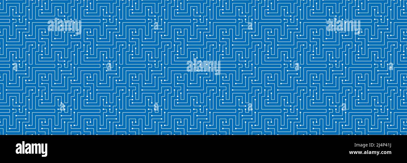 Circuit Board texture Background, like maze, seamless pattern Stock Vector