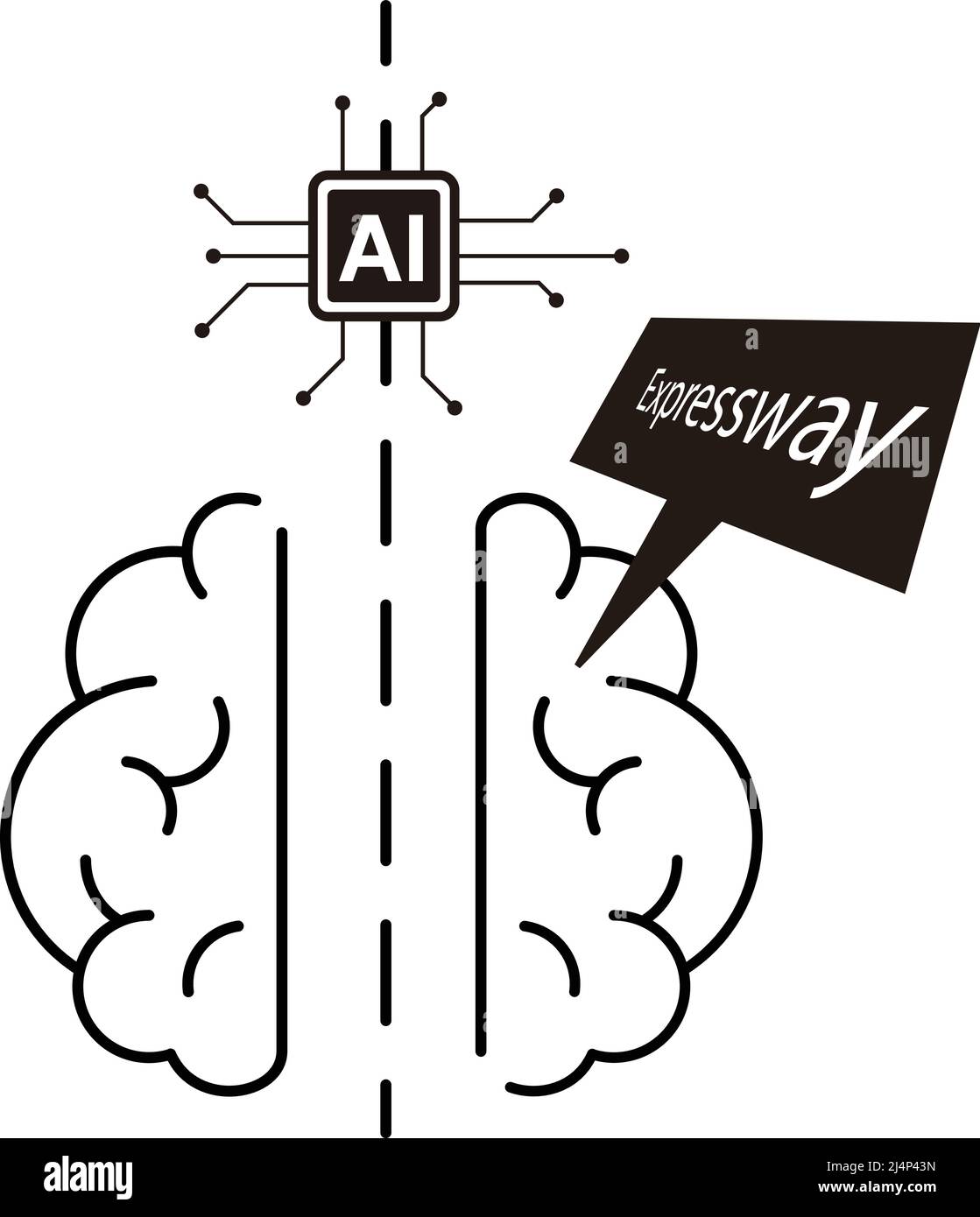 Human brain and artificial intelligence concept Stock Vector Image ...