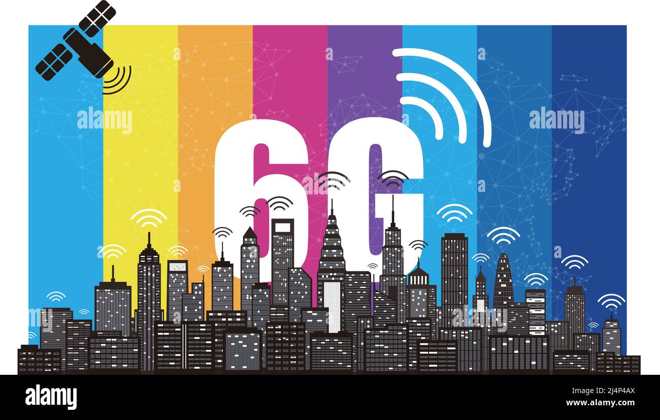 5G wireless network and smart city concept. high speed connection, vector flat design. Stock Vector