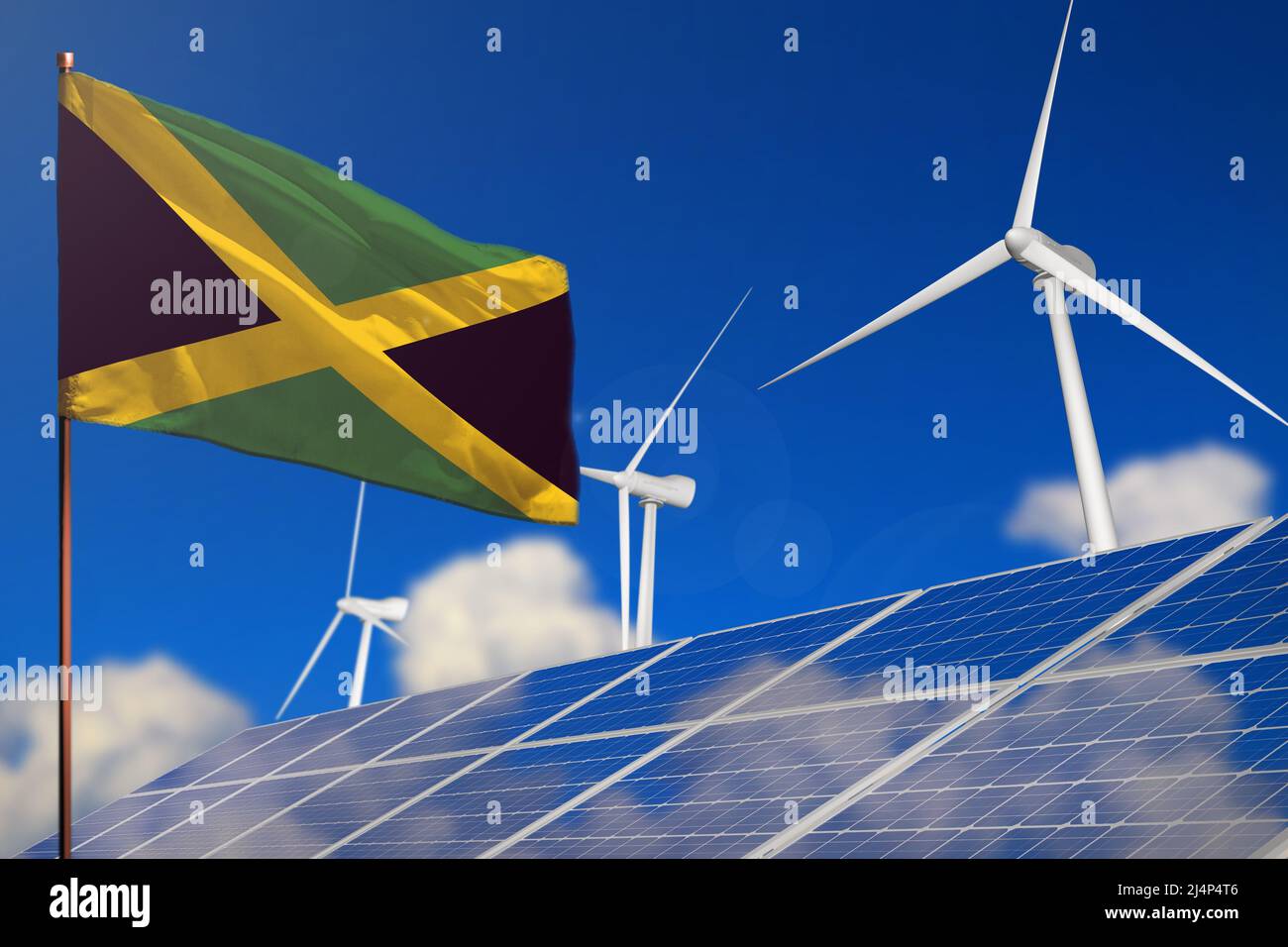 Jamaica renewable energy, wind and solar energy concept with wind