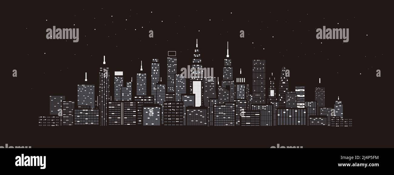 Modern City Skyline on black background Stock Vector