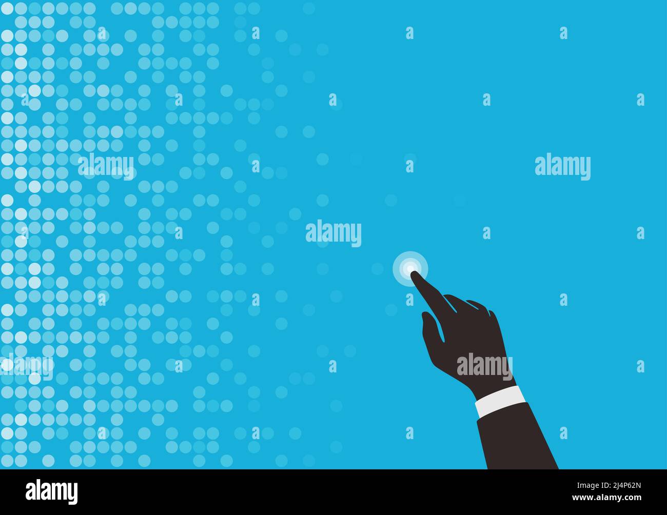 Digital background, Pattern of QR code, polka dots. finger touching the screen Stock Vector