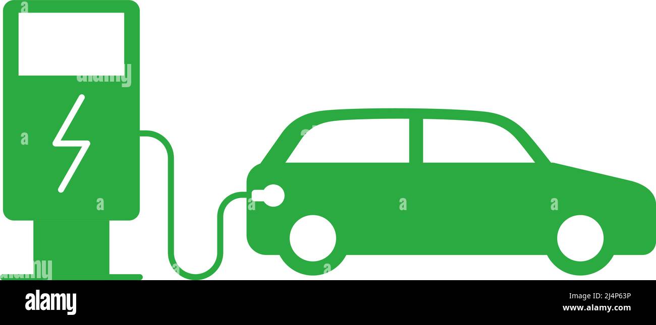 Green electric self-driving car icon Stock Vector