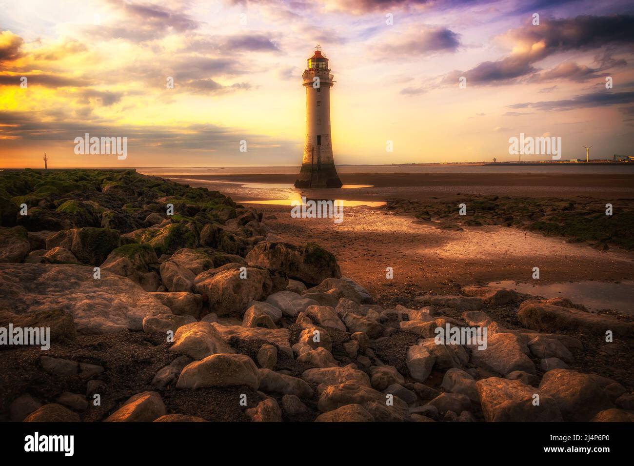 Perch Rock Lighthouse New Brighton Stock Photo