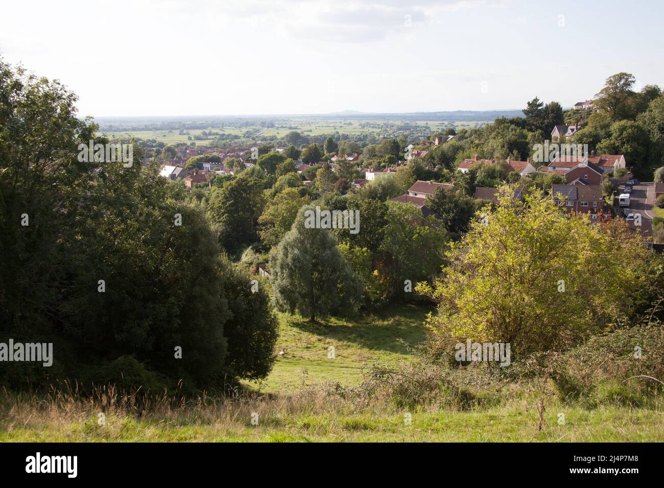 Views across Glastonbury and Somerset in the UK Stock Photo