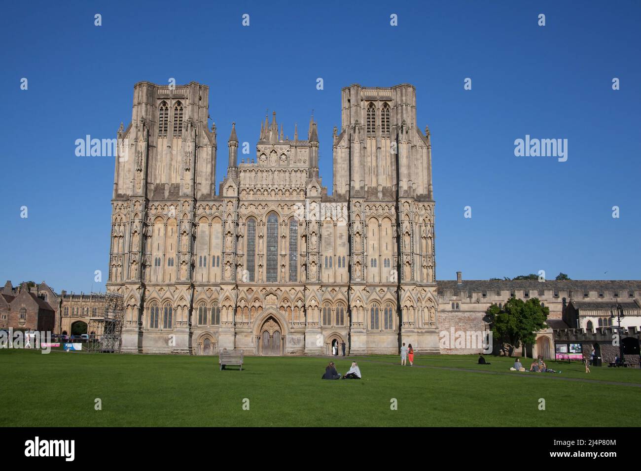 Views of Wells Cathedral in Wells, Somerset in the UK Stock Photo