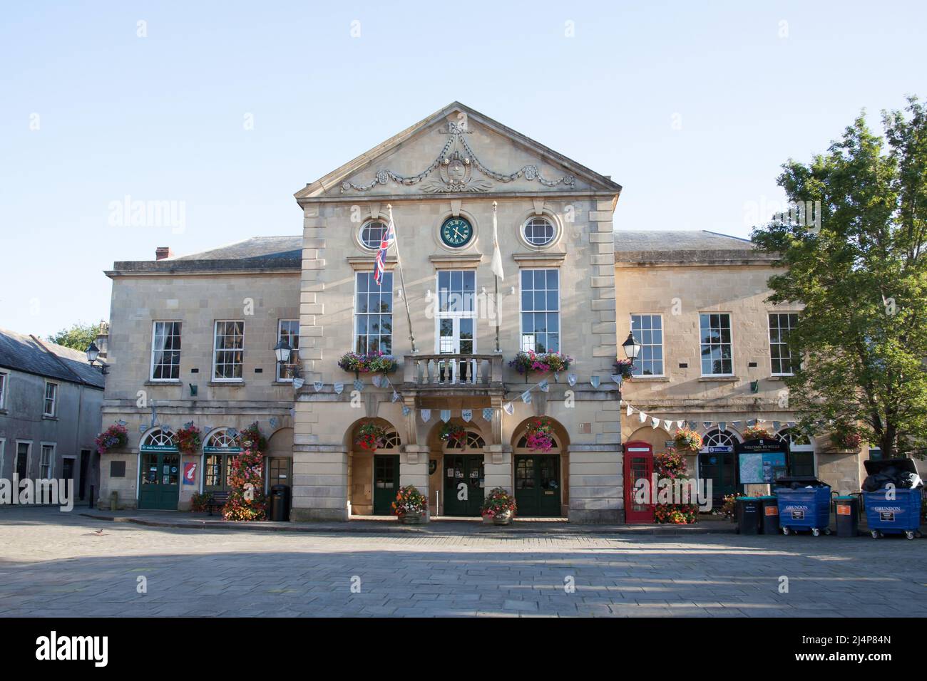 The Town Hall, Market Place in Wells, Somerset in the UK Stock Photo