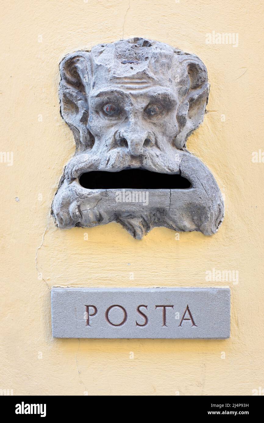 Ornamental Figurative Post Box Florence Italy Stock Photo