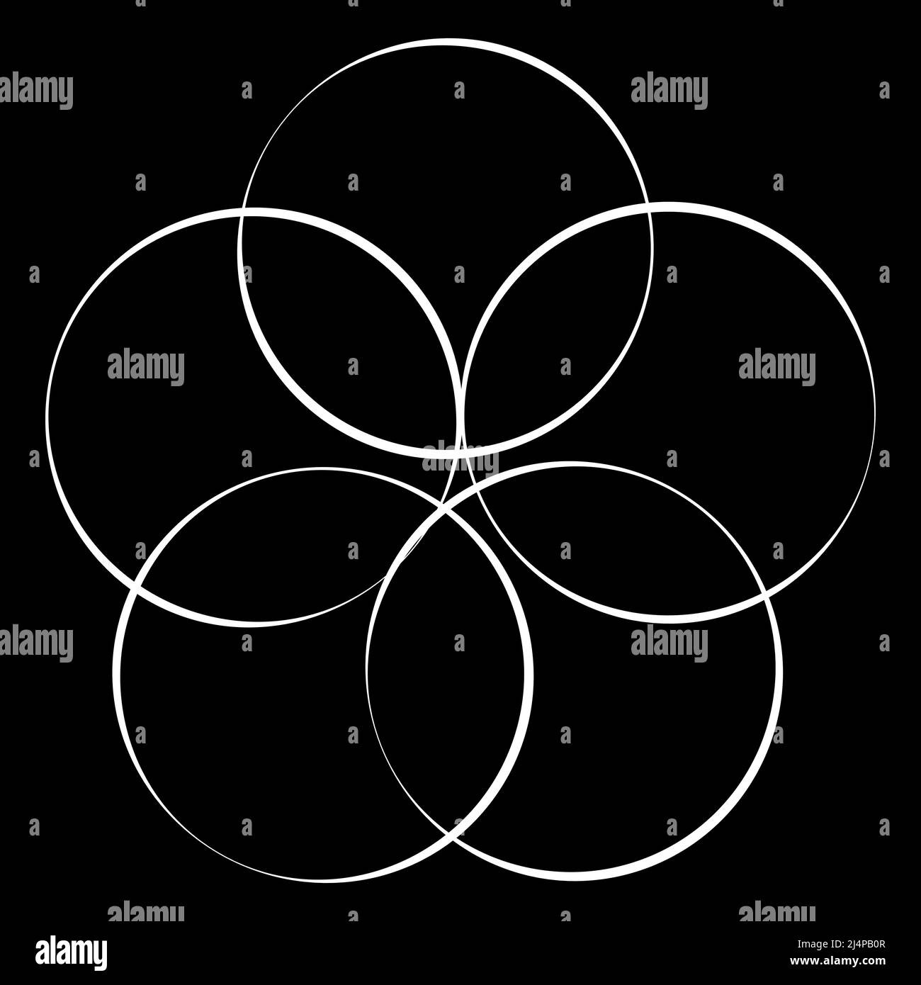 Interlocking, interlace circles circular geometric icon, logo. Stock