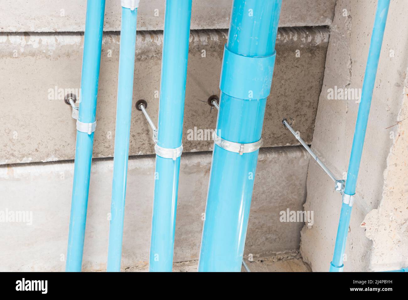 PVC tube in water piping system and draining system installation under