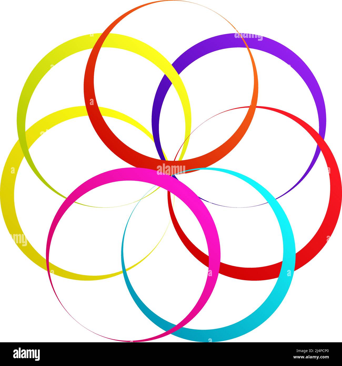 Interlocking, interlace circles circular geometric icon, logo. Stock