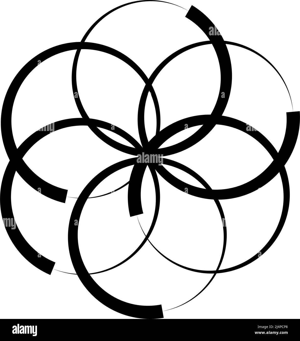 Interlocking, interlace circles circular geometric icon, logo. Stock