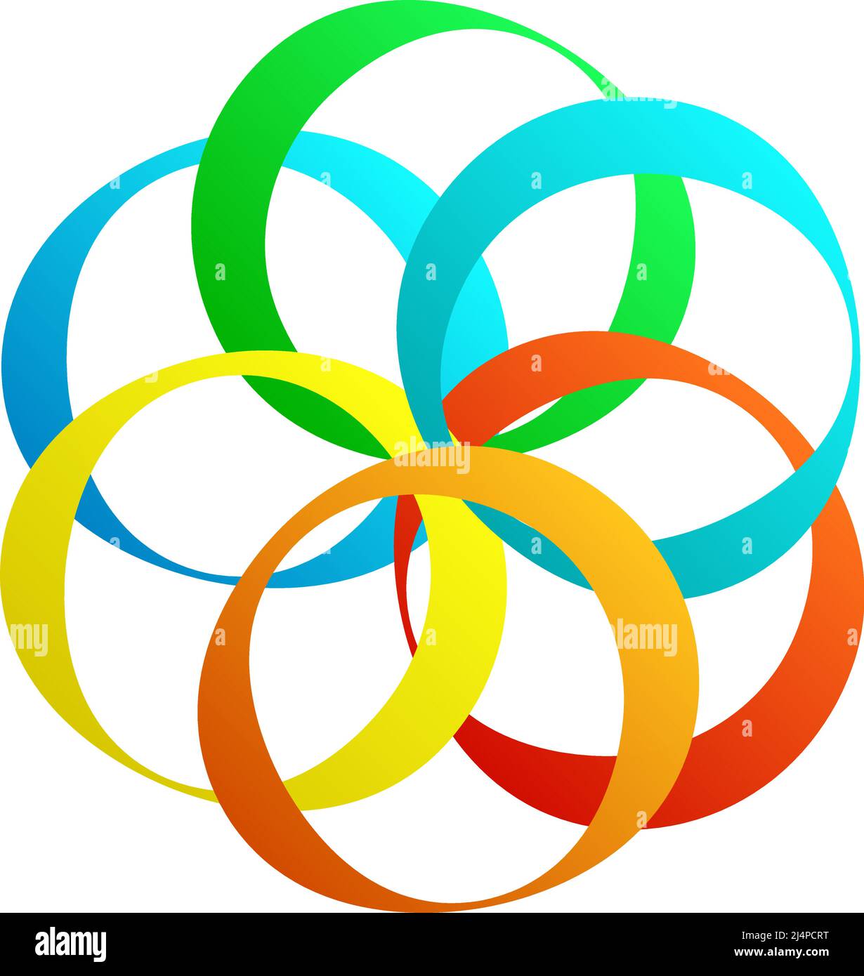 Interlocking, interlace circles circular geometric icon, logo. Stock vector illustration, clip