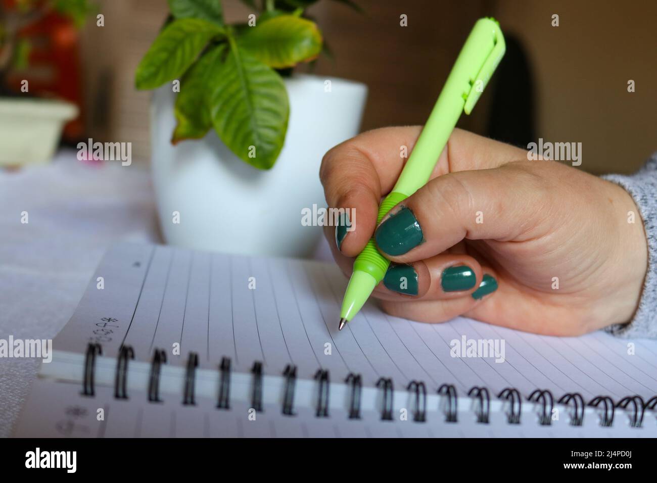 Girl hand holding pen writing hi-res stock photography and images - Alamy