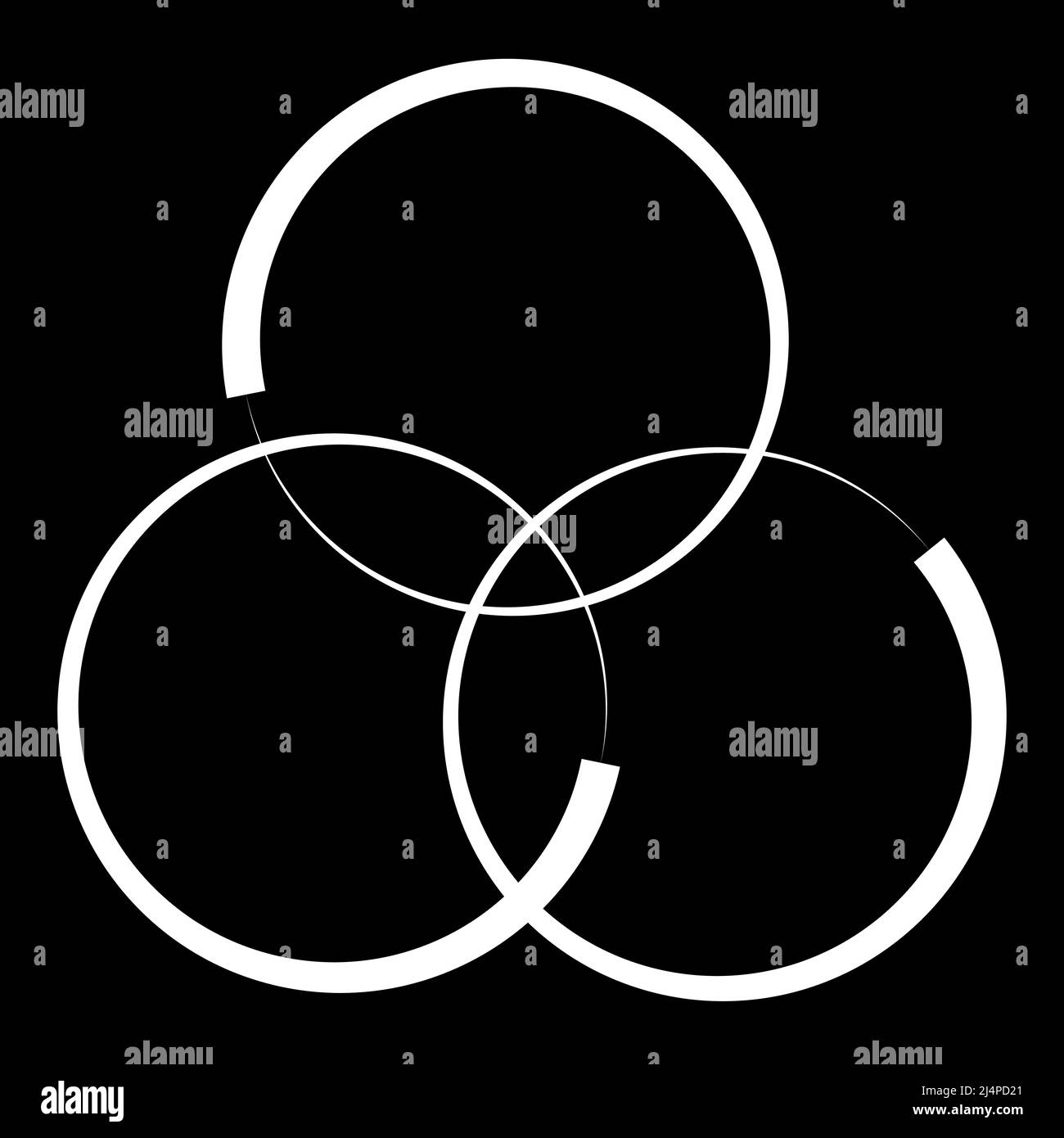 Interlocking, interlace circles circular geometric icon, logo. Stock