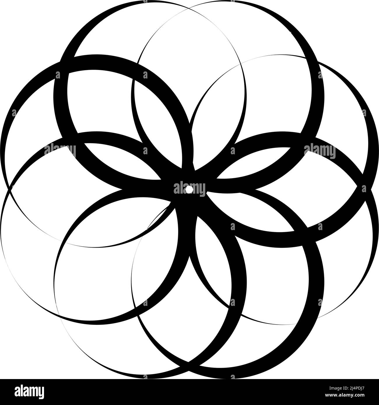 Interlocking, interlace circles circular geometric icon, logo. Stock