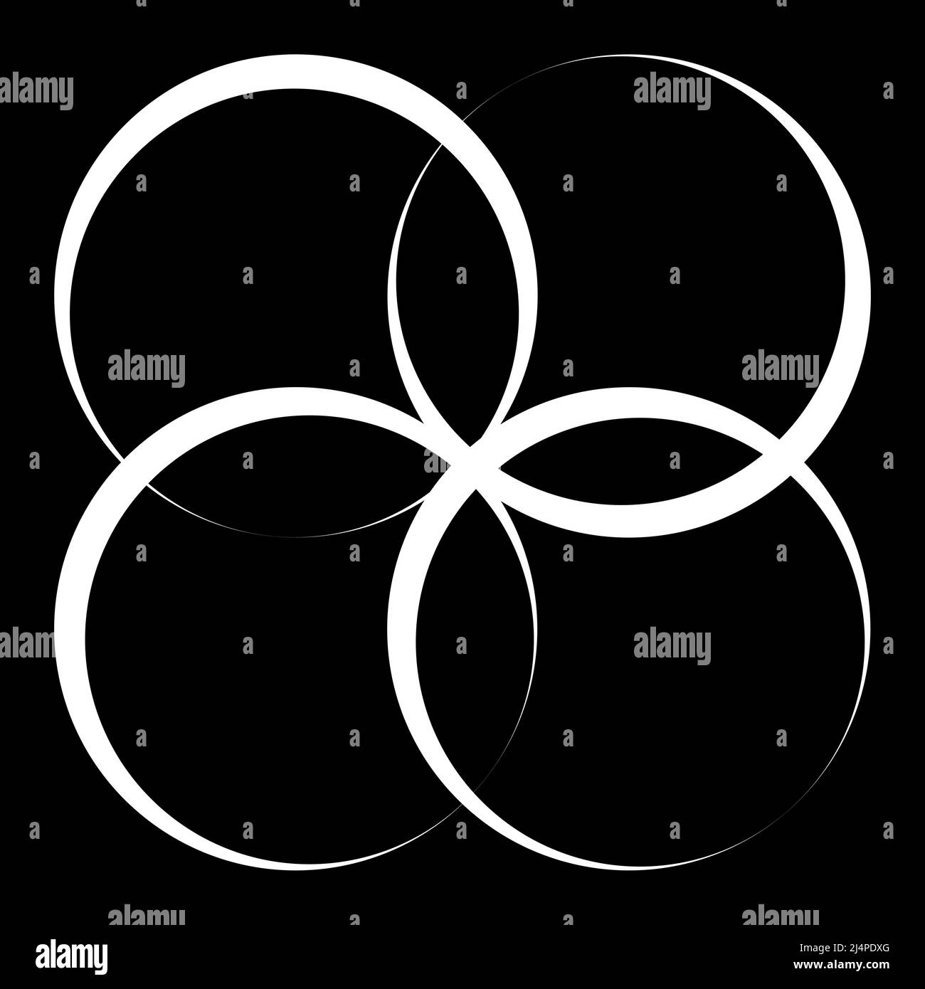 Interlocking, interlace circles circular geometric icon, logo. Stock