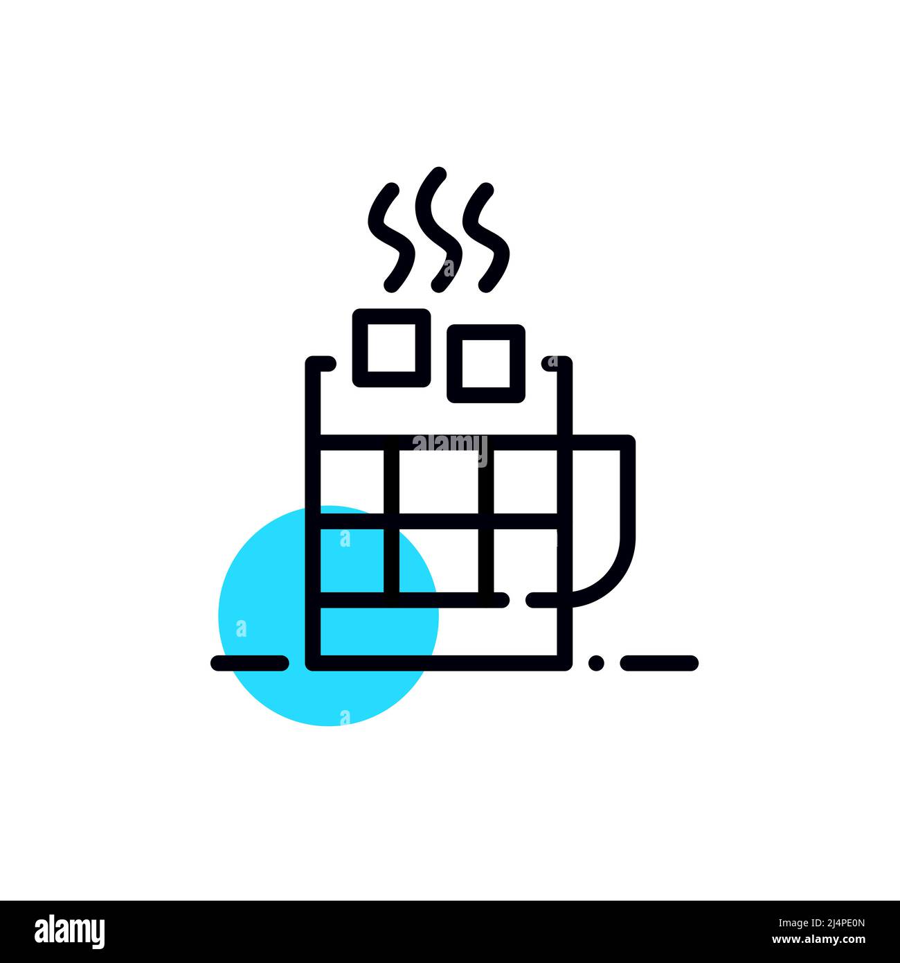 Cup of hot cocoa with marshmallows. Warming comforting beverage in a mug. Pixel perfect, editable stroke geometric icon Stock Vector