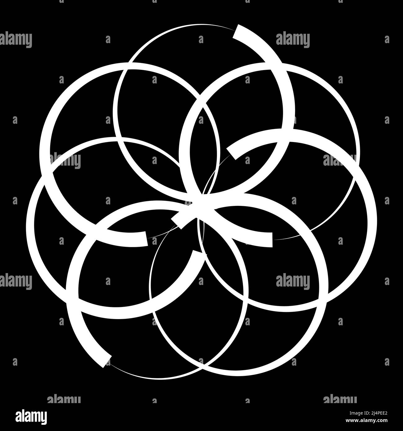 Interlocking, interlace circles circular geometric icon, logo. Stock