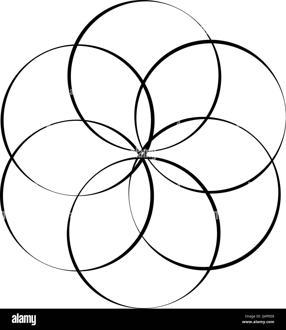 Interlocking, interlace circles circular geometric icon, logo. Stock vector illustration, clip