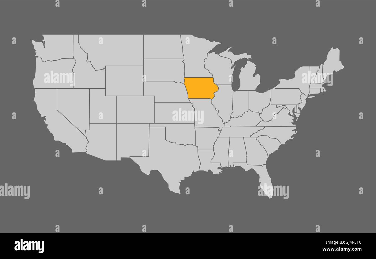 Map Of The United States With Iowa Highlight Stock Vector Image Art Map Of The United States With Iowa Highlight 2J4PETC