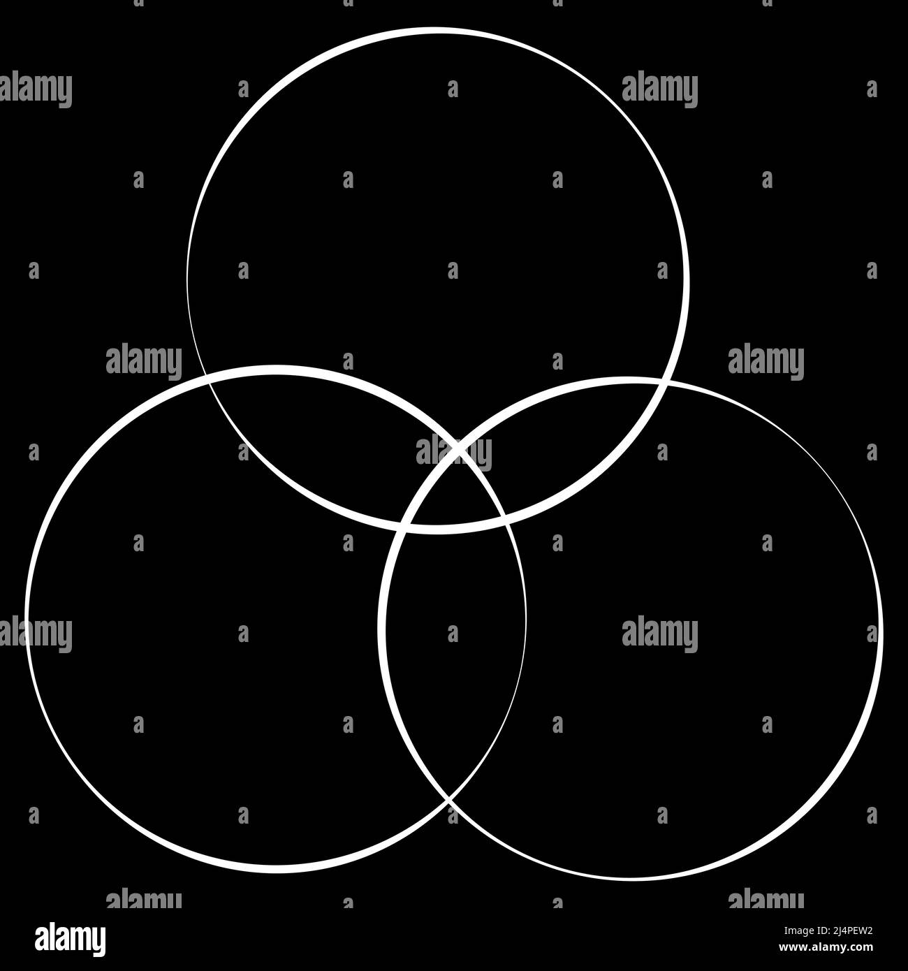 Interlocking, interlace circles circular geometric icon, logo. Stock