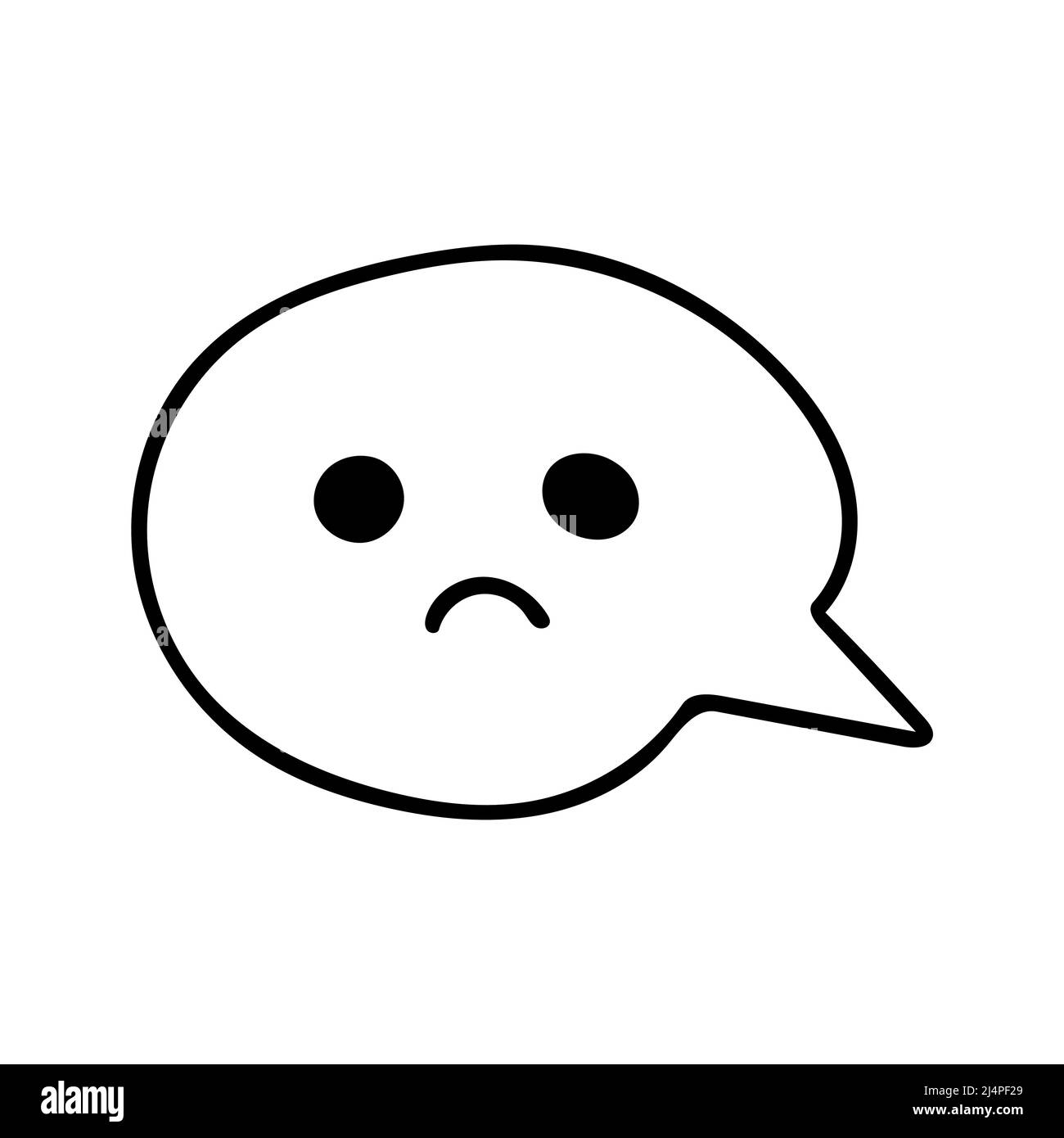 Sad thoughts bubble line art icon. Depressed mental state, therapy treatment concept, simple unhappiness logo Stock Vector