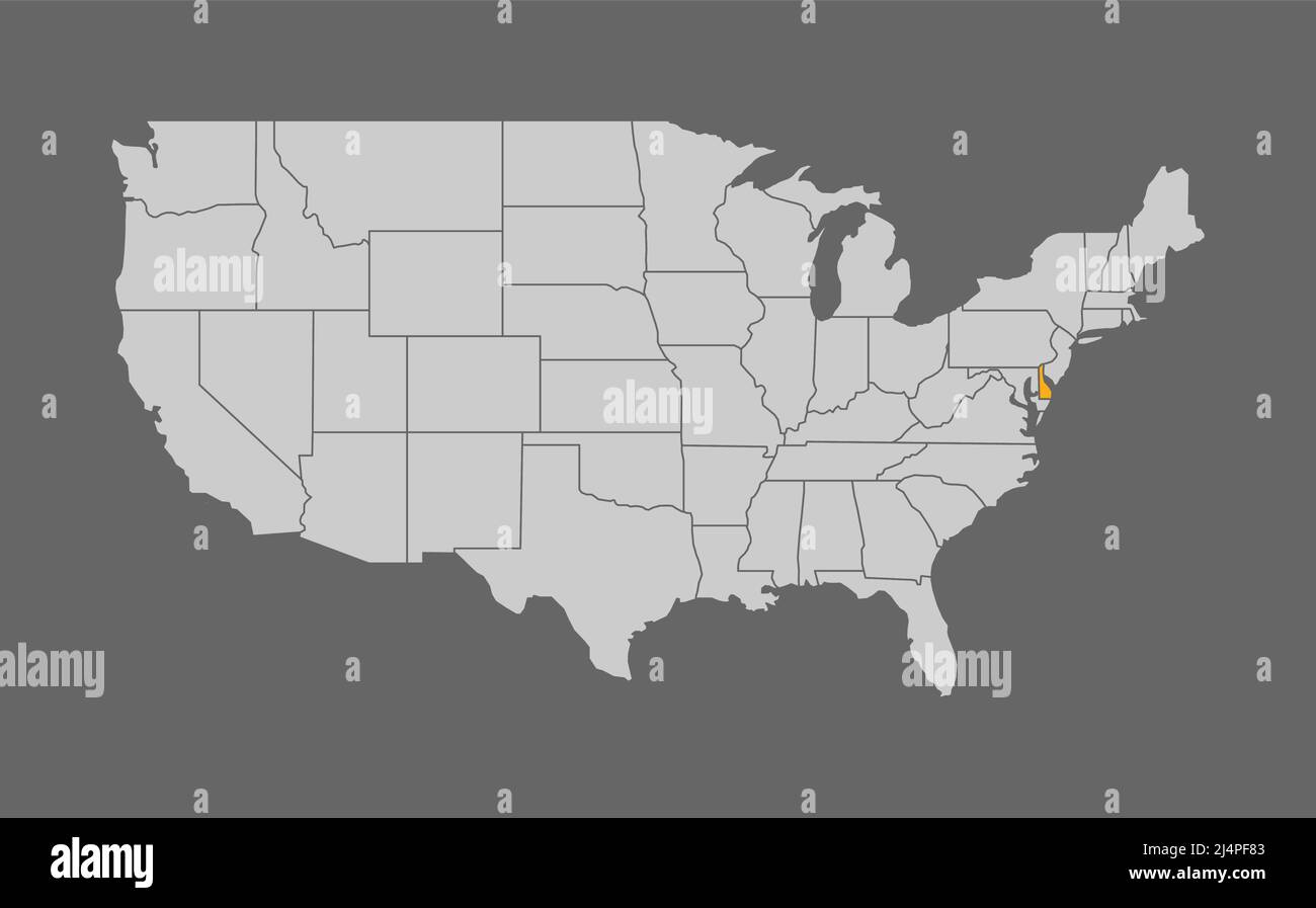 Map of the United States with Delaware highlight Stock Vector Image