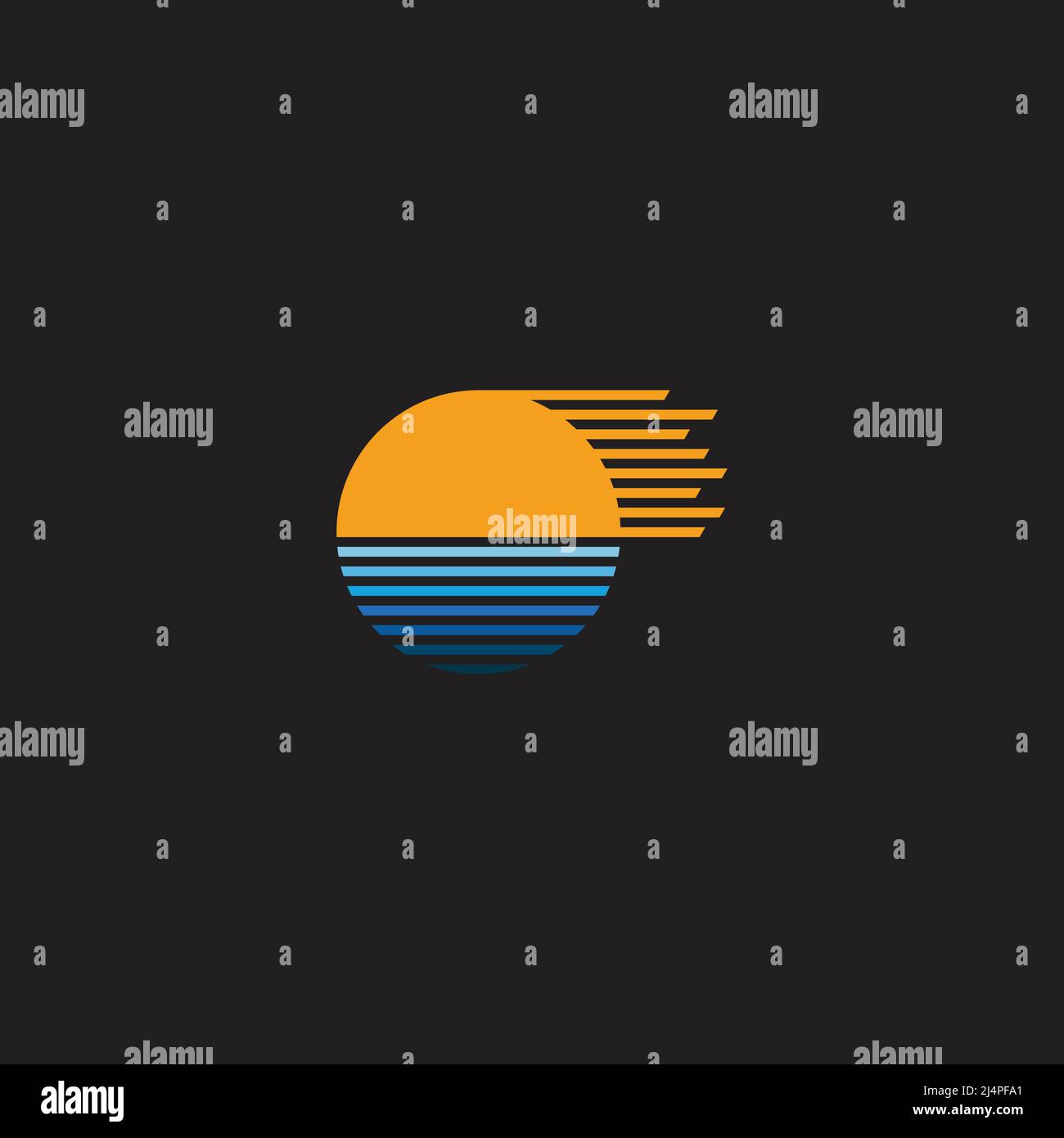 night moon beach gradient stripes geometric logo vector Stock Vector