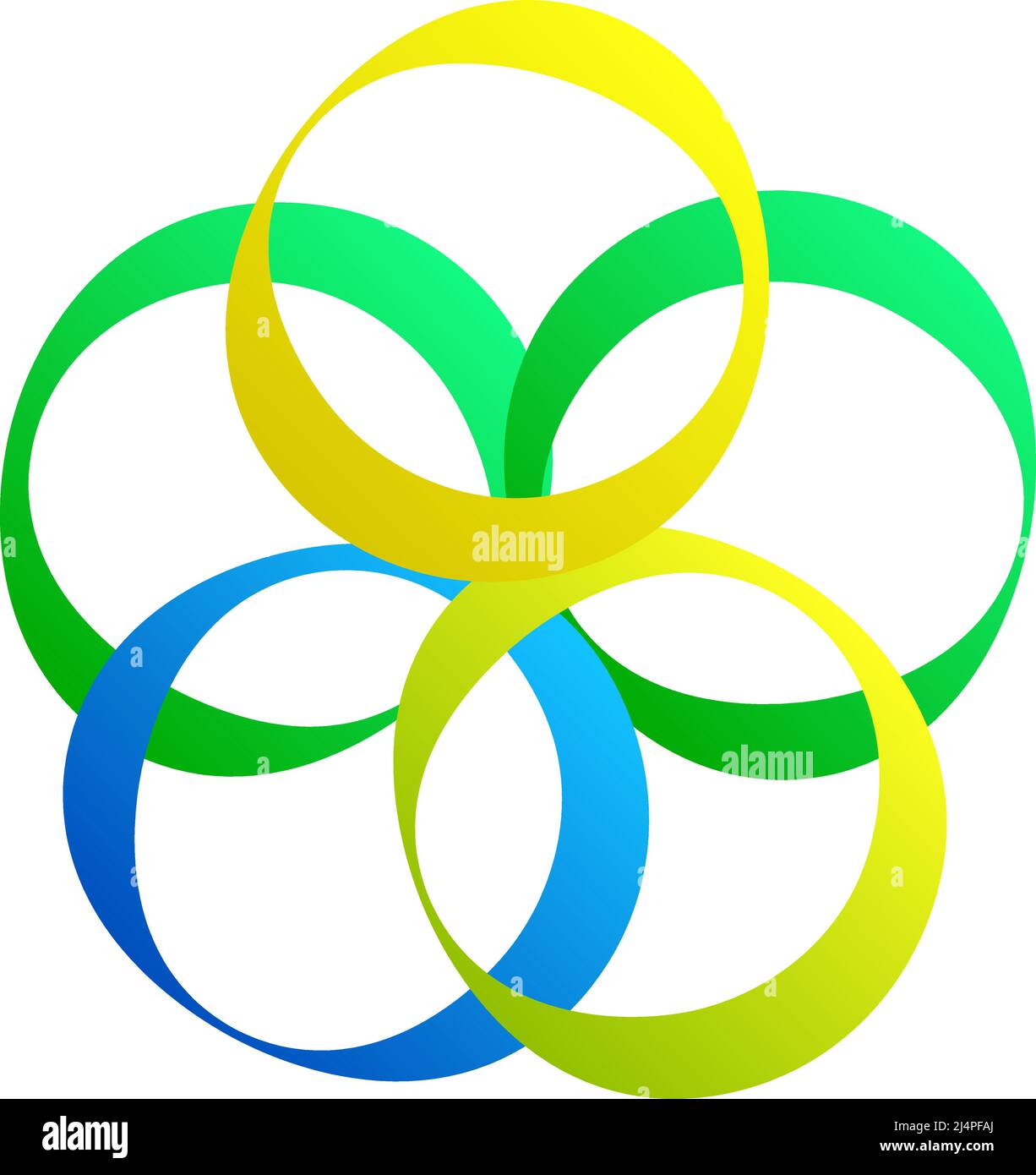 Interlocking, interlace circles circular geometric icon, logo. Stock vector illustration, clip