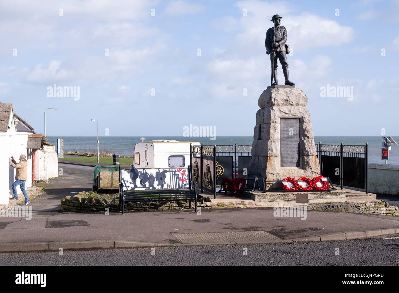 War Memorial at Ballywalter in Co. Down, Northern Ireland. Stock Photo