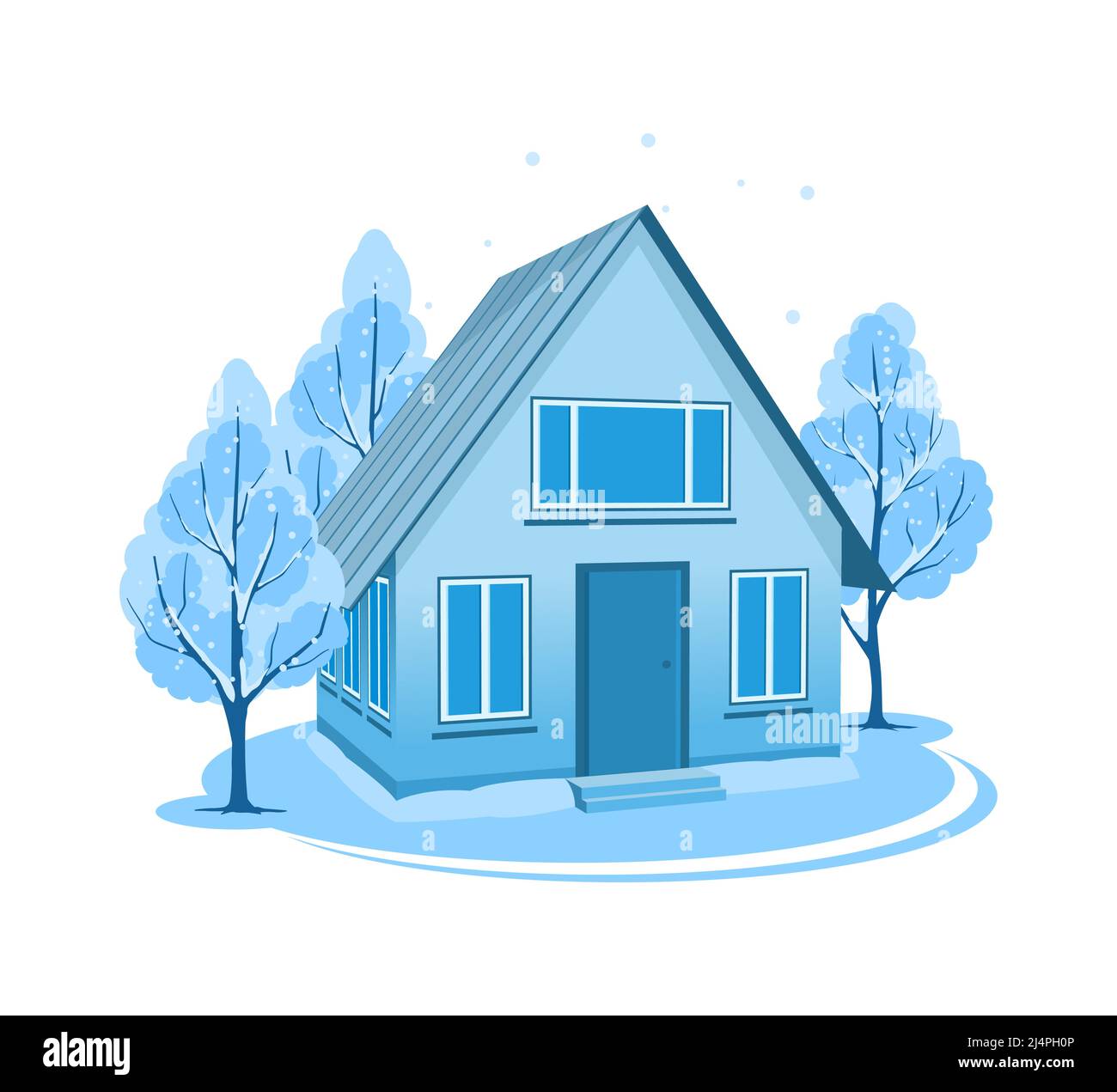 Winter landscape. House surrounded by trees Stock Vector Image & Art ...